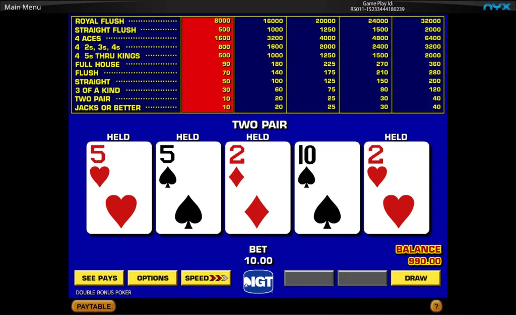 Borgata video poker 1