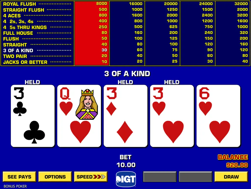 Hard Rock Casino video poker