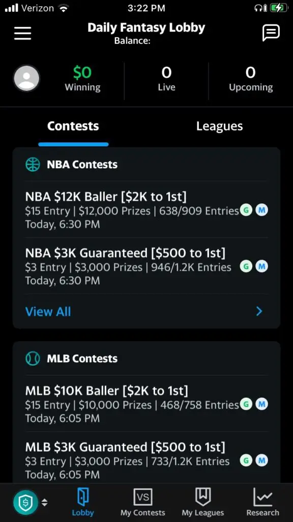 Yahoo Fantasy app 1