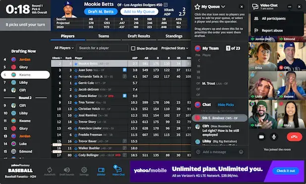 Yahoo Fantasy video draft