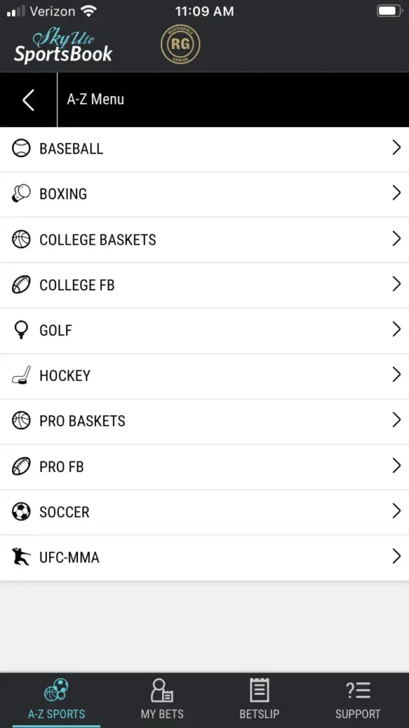 Sky Ute Sportsbook app 2