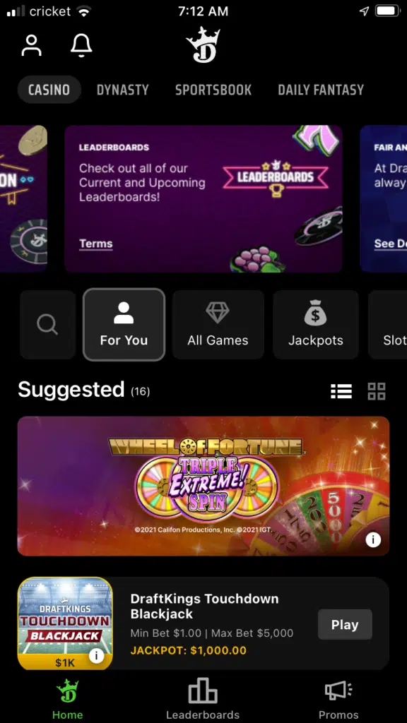 DraftKings Casino app 1