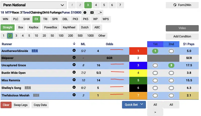 exacta horse racing betting