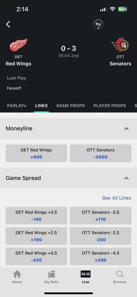 ESPN Bet In Play Betting Lines