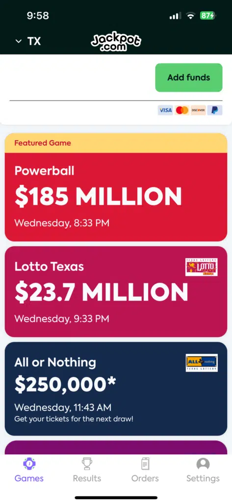 Jackpot lottery app