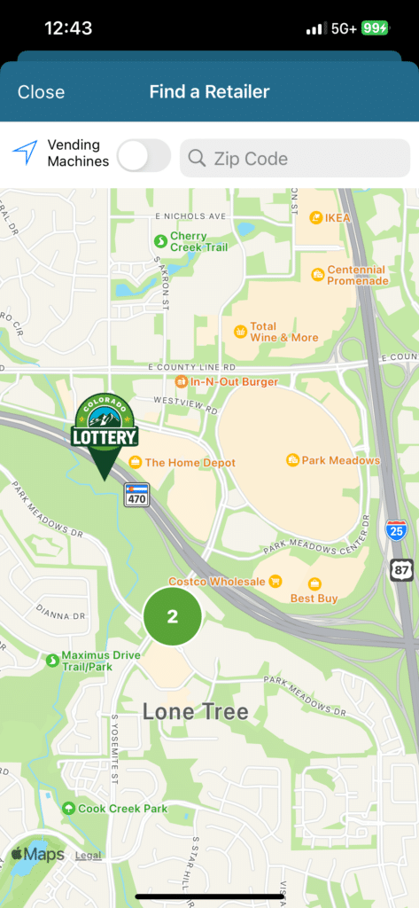 Colorado Lottery app locations