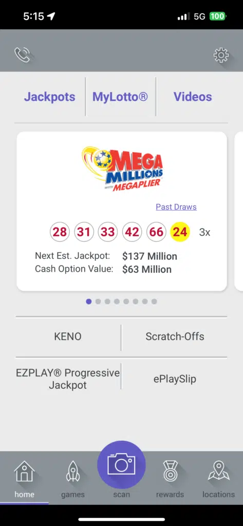 Ohio Lottery app jackpots